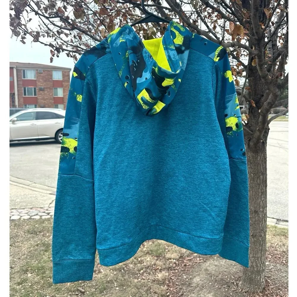Russell Boys Tech Fleece Teal Green Camouflage Hoodie Sweatshirt Size‎ 18 xxl